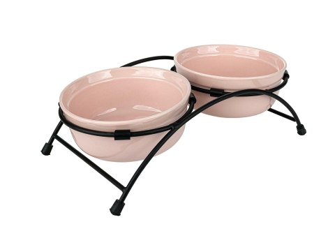 Miski ceramiczne na stojaku metalowym Miski ceramiczne na stojaku metalowym